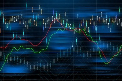 financial stock market graph on technology abstract background. 3d rendering