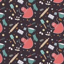 kitchen baking utensils seamless pattern. vector illustration