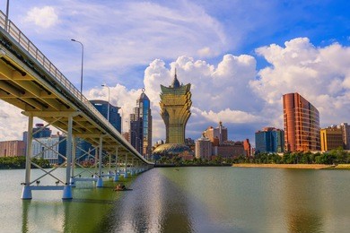 viewpoint urban landscape sunset traffic in macau