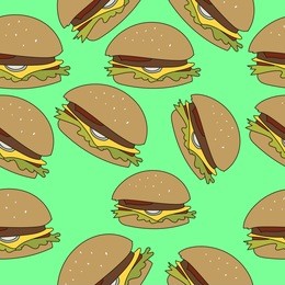 hamburger seamless pattern. classic burger pattern. cheeseburger pattern.