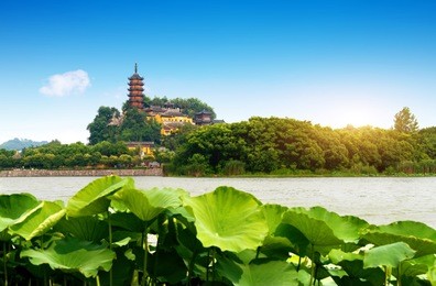 jinshan is a buddhist holy place in the south of the yangtze river. zhenjiang, china.
