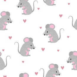 seamless cute mice pattern. vector mouse background for kids.