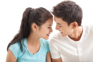 two lovers talking face to face