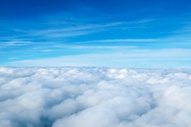 clouds. view from the window of an airplane flying in the clouds