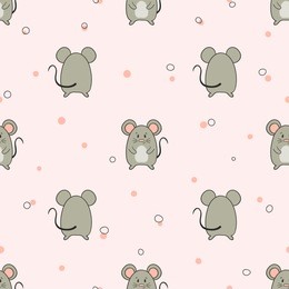 seamless pattern with cute little mice. vector mouse illustration for kids design.