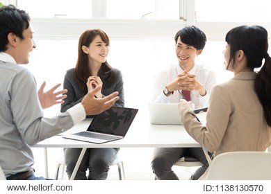 asian business group meeting in office