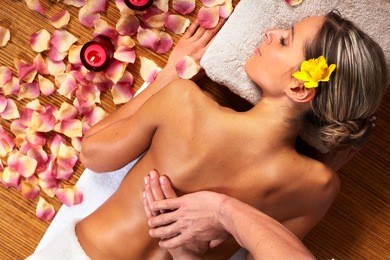 young woman in spa massage salon. relax.