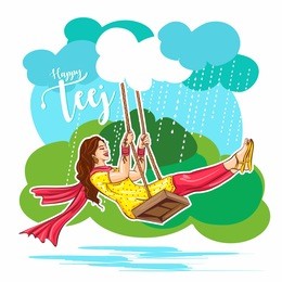  teej festival celebration of india. woman swing