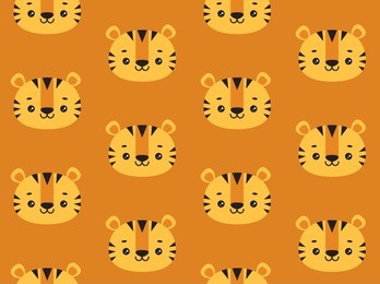 tiger vector pattern. cute seamless background with smiling tiger head.
