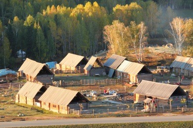 hemu village on kanas nature reserve, autumn scene ,altay prefecture, xinjiang, china.
