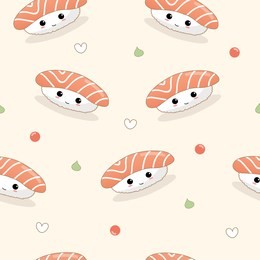 seamless salmon sushi pattern