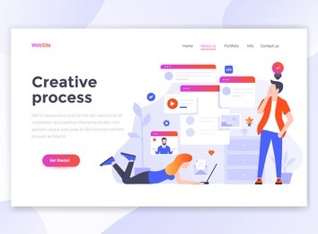 landing page template of creative process. modern flat design concept of web page design for website and mobile website. easy to edit and customize. vector illustration