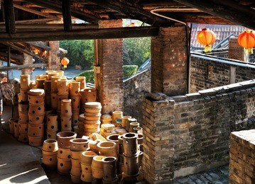                foshan city, china. nanfeng ancient kiln (details). being the oldest kiln of china, the history of the kiln can be traced back to the ming dynasty (1368-1644).                       