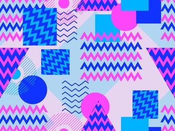memphis seamless pattern. geometric elements memphis in the style of 80s. synthwave retro background. retrowave. vector illustration