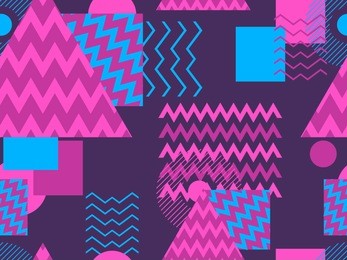 memphis seamless pattern. geometric elements memphis in the style of 80's. synthwave retro background. retrowave. vector illustration