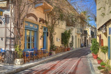 traditional houses at plaka area,athens,greece