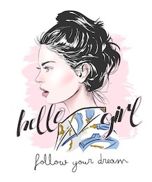 typography slogan with girl illustration
