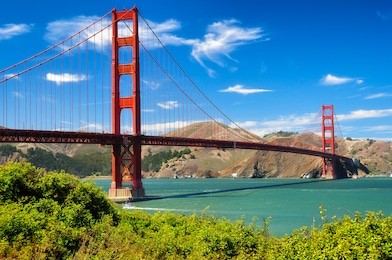 golden gate bridge vivid day landscape, san francisco