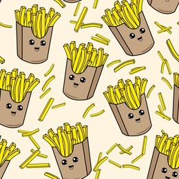 cute kids french fries pattern for girls and boys. colorful french fries on the abstract grunge background create a fun cartoon drawing.the pattern is made in neon colors. urban french fries pattern