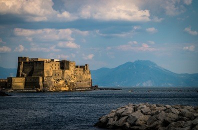 castel dell'ovo naples with vesuvius