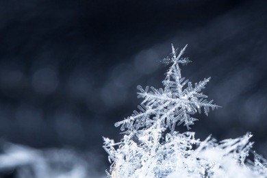 natural snowflakes on snow, photo real snowflakes during a snowfall