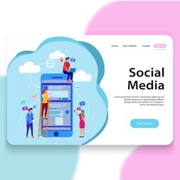 social media illustration landing page template
