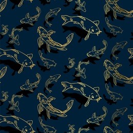 koi fish vector japanese chinese seamless pattern design gold black