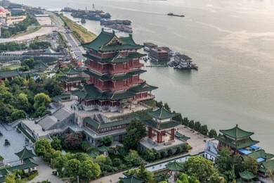 the famous ancient chinese architecture, the night view of the pavilion of prince teng in nanchang  
