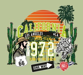 california cowboy graphic design vector art