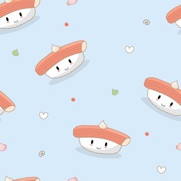 seamless crab stick or kani sushi pattern