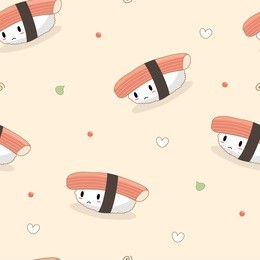 seamless crab stick or kani sushi pattern