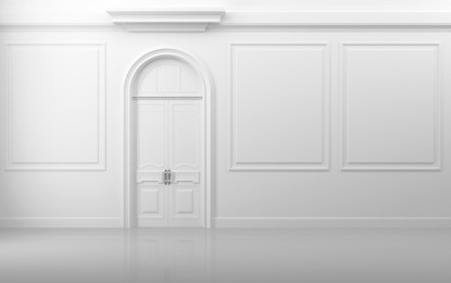 background texture decoration. white interior with closed door and frames