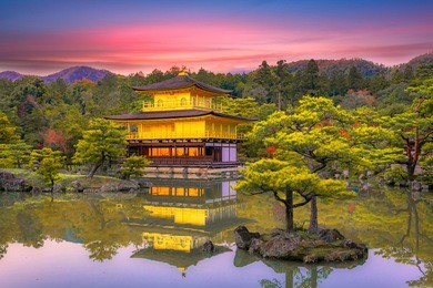  golden pavilion, a zen buddhist temple in kyoto, japan
