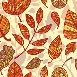 seamless pattern with ornamental autumn leaves. vector.