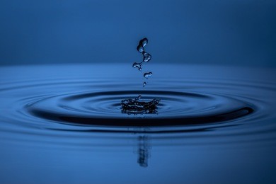 drops of water fall into the water