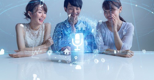 smart speaker concept. ai speaker. voice recognition.