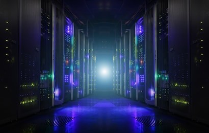 dark server room data center storage interior