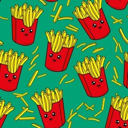 cute kids french fries pattern for girls and boys. colorful french fries on the abstract grunge background create a fun cartoon drawing.the pattern is made in neon colors. urban french fries pattern