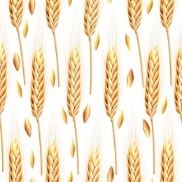 seamless pattern with ears of wheat. realistic bakery background. autumn harvest. raster background for bakery package, bread products.