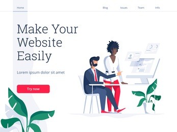 modern flat vector illustration concept of people making web page design for website. creative landing page design template.