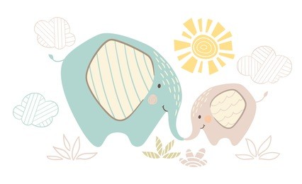 elephant mom and baby cute print. sweet animal family. mother and child fashion child vector. cool scandinavian illustration for nursery t-shirt, kids apparel, invitation, simple children design