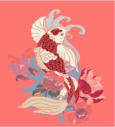 japanese koi carp coloring book and traditional tattoo.