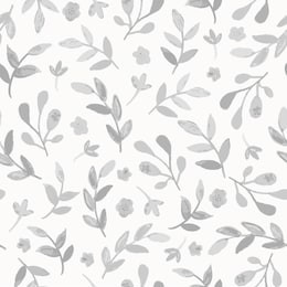seamless watercolor floral pattern with branches and leabes. subtle monochrome hand drawn vector background.