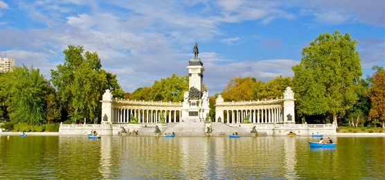 monument to alonso xii, buen retiro park, madrid, spain
