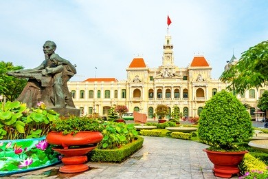 ho chi minh city hall in ho chi minh city, vietnam. it is known as ho chi minh city people's committee head office and was built in 1902-1908.