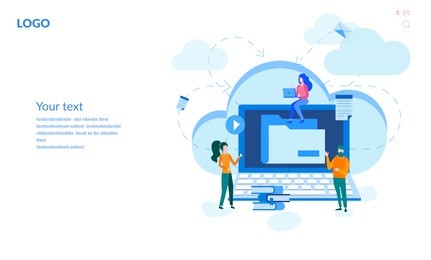 concept business cloud computing, data provision and cloud computing services for web page, banner, presentation, social media, documents, cards, posters. vector illustration, networking communication
