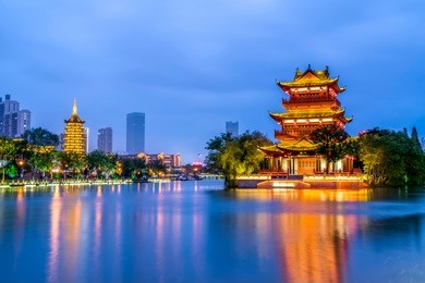 the beautiful landscape of ancient architecture in huaian, zheji