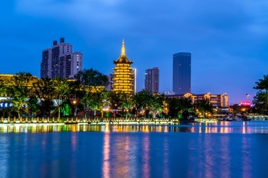 the beautiful landscape of ancient architecture in huaian, zheji