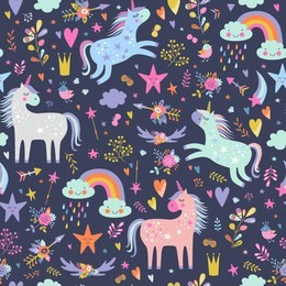 seamless pattern with unicorns.