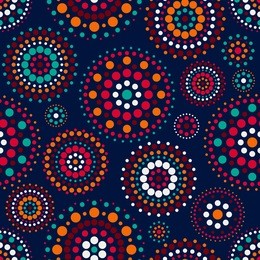 seamless pattern with concentric circles on dark blue backdrop. vector background